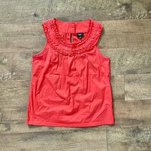 Hot Orange Sleeveless Blouse